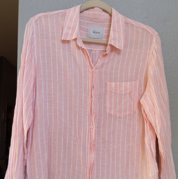 RAILS Charli Peach Stripe Button Up Shirt NWOT - MEDIUM - Picture 5 of 11